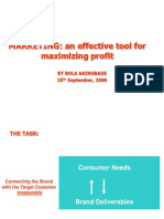 MARKETING: An Effective Tool For Maximizing Profit: by Bola Akingbade 25 September, 2008