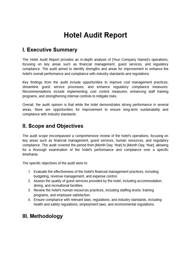 Hotel Operations Audit Findings Report | PDF | Internal Control ...