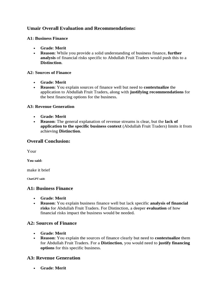 Umair's Financial Evaluation Summary | PDF | Risk | Evaluation