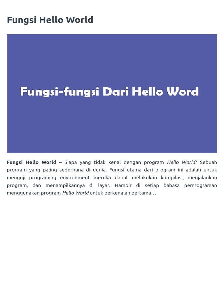 Fungsi dan Sejarah Hello World | PDF