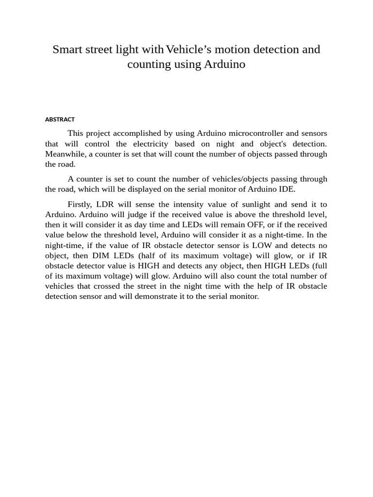 Smart Street Light With Vehicle | PDF
