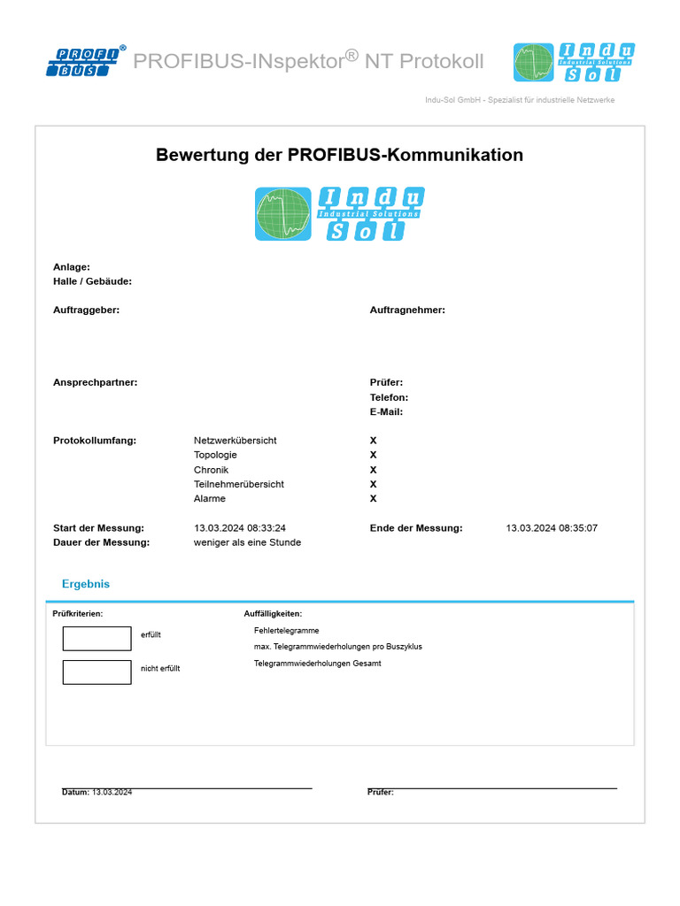 PROFIBUS-INspektor® NT Protokoll | PDF