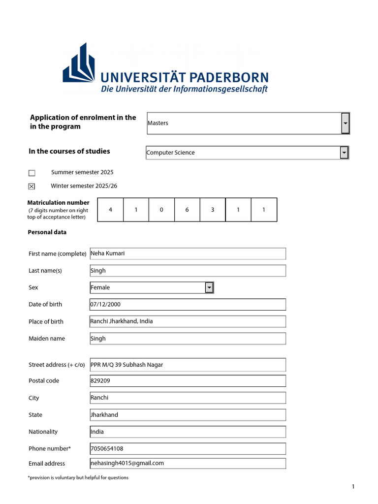 Enrollment Application Notes 01 Signed | PDF | Academic Degree
