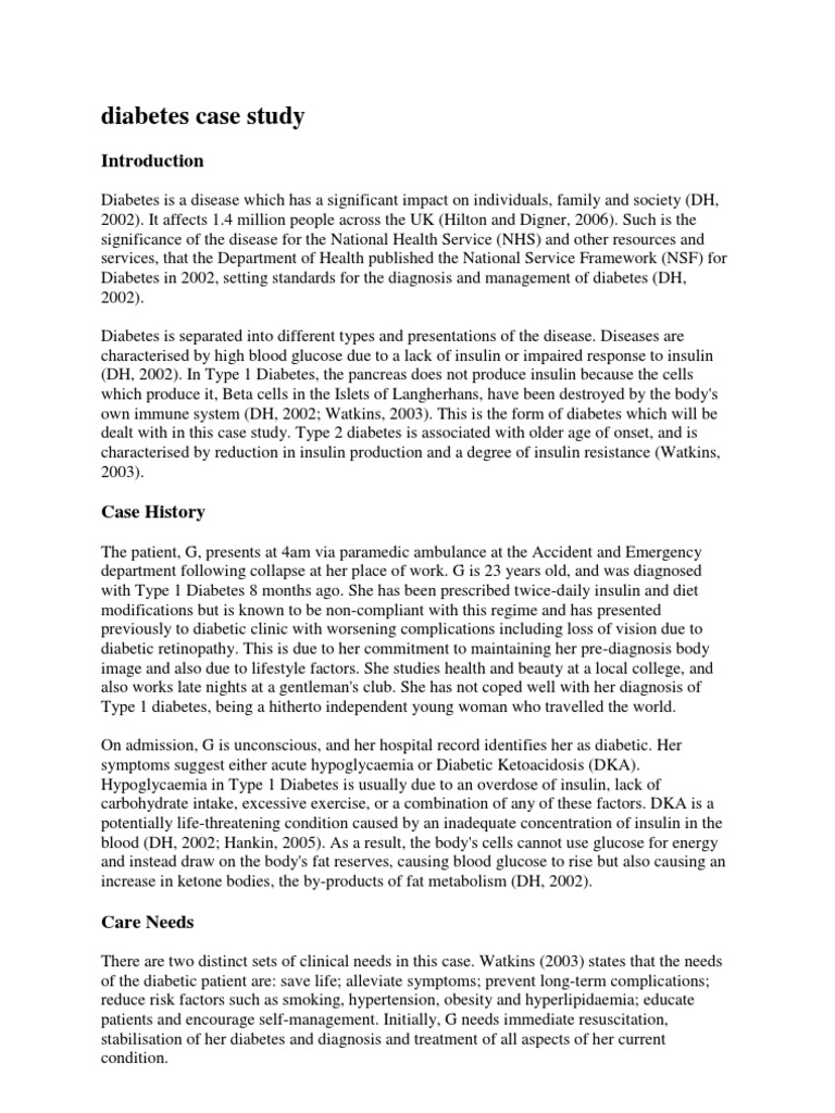 Diabetes Case Study PDF Diabetes Management Diabetes Mellitus