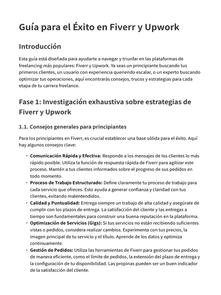 Fiverr Upwork Guide | PDF | Persona de libre dedicación | Gestión del ...