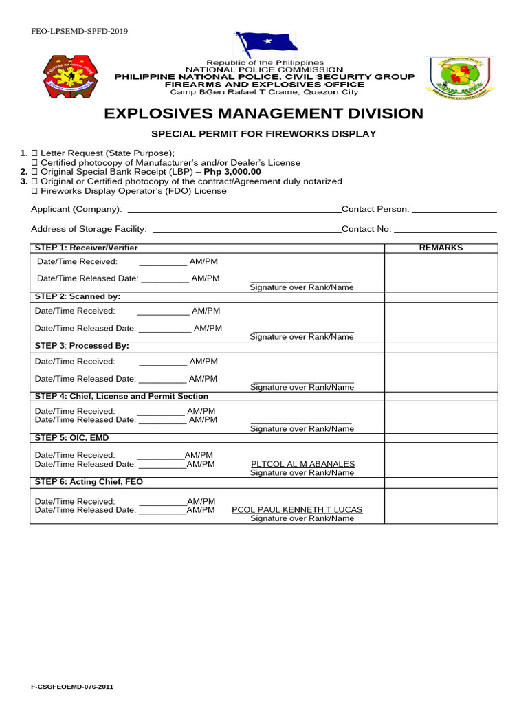 Fireworks Display Permit Application Guide | PDF