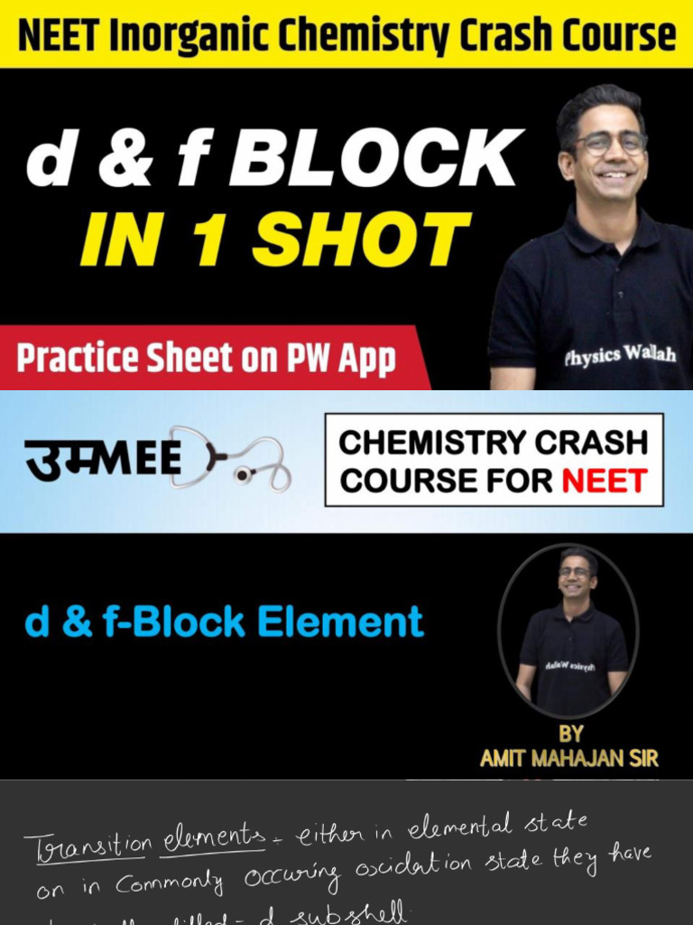 D & F Block Elements - Lect Notes | PDF