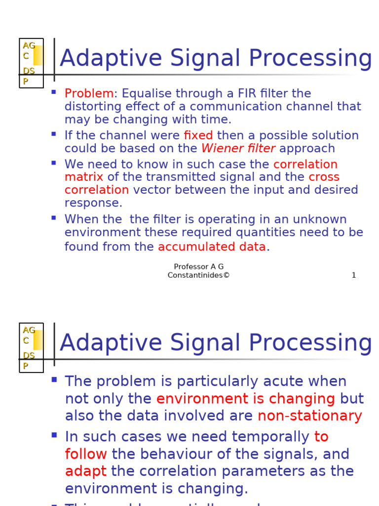 1-Adaptive Signal Processing | PDF | Kalman Filter | Applied Mathematics