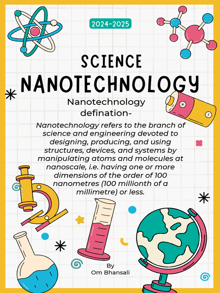 Yellow and Pink Doodle Science Project Cover A4 Document | PDF