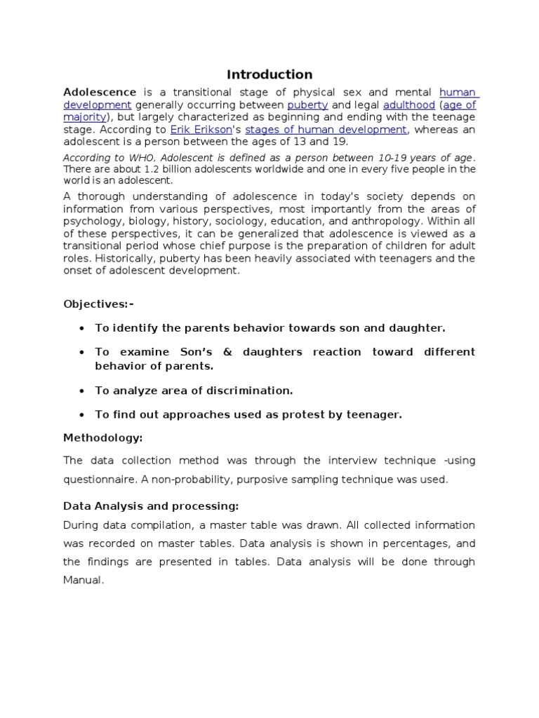 Report | Developmental Psychology | Adolescence