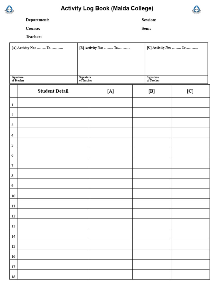 Malda College Activity Log Template | PDF