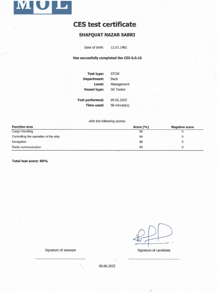 CES Test Cert - Shafquat Nazar Sabri-SMR1031 | PDF