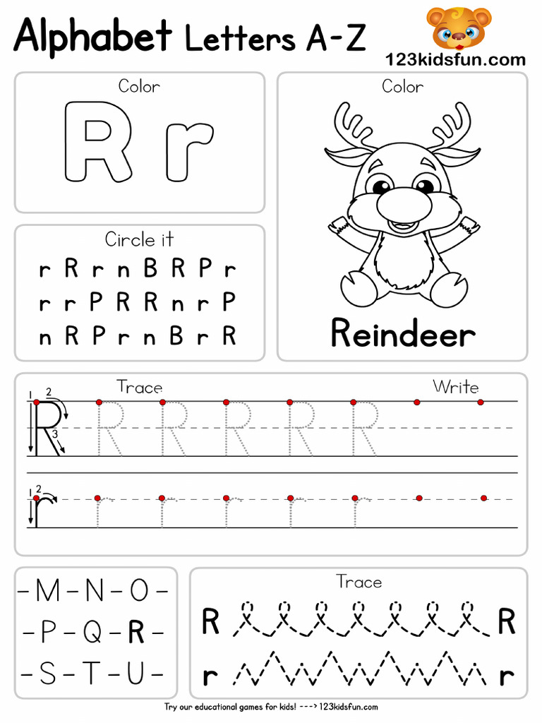 Trace and Count Alphabet R | PDF