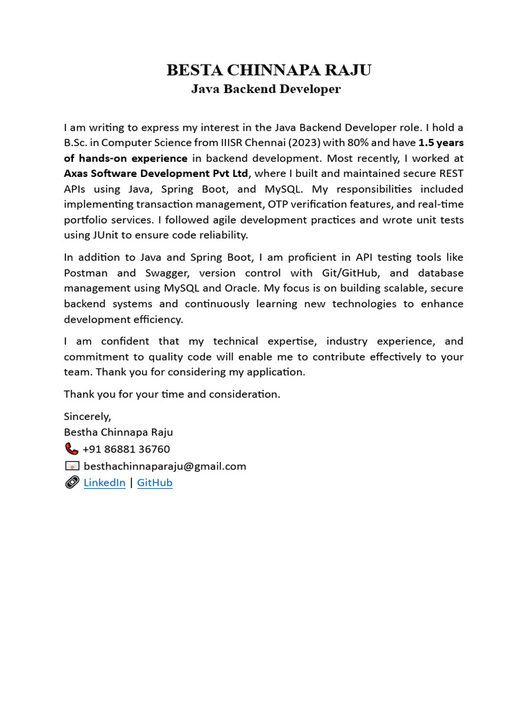 Java Backend Developer Resume | PDF