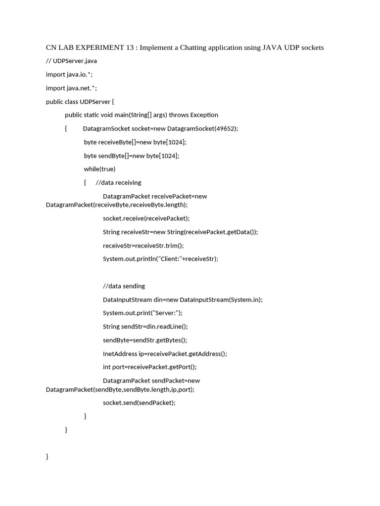 Java UDP Chat Application Code | PDF | Software Engineering | Computer ...