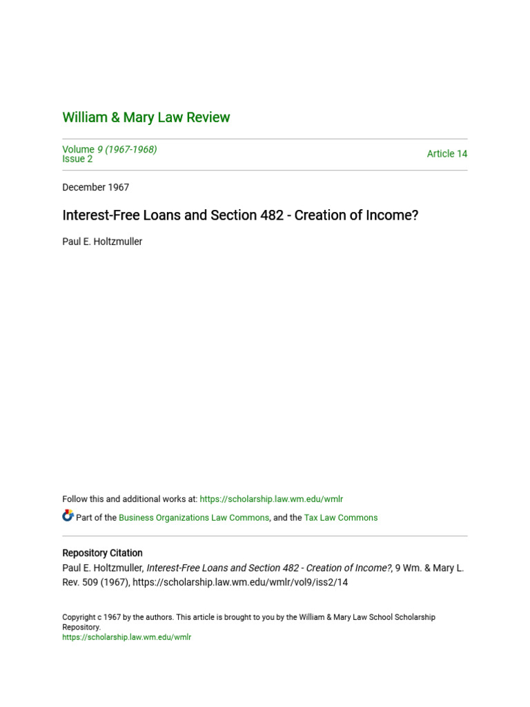 Interest-Free Loans and Section 482 - Creation of Income | PDF | Taxes ...