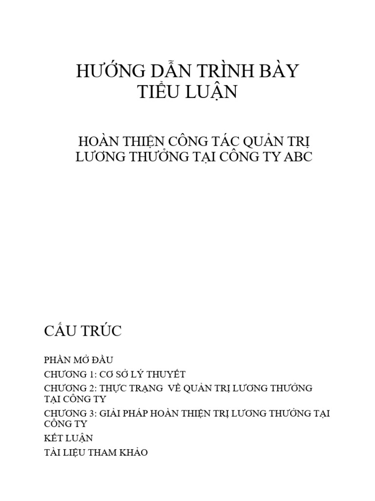 Hướng Dẫn Trình Bày Tiểu Luận | PDF