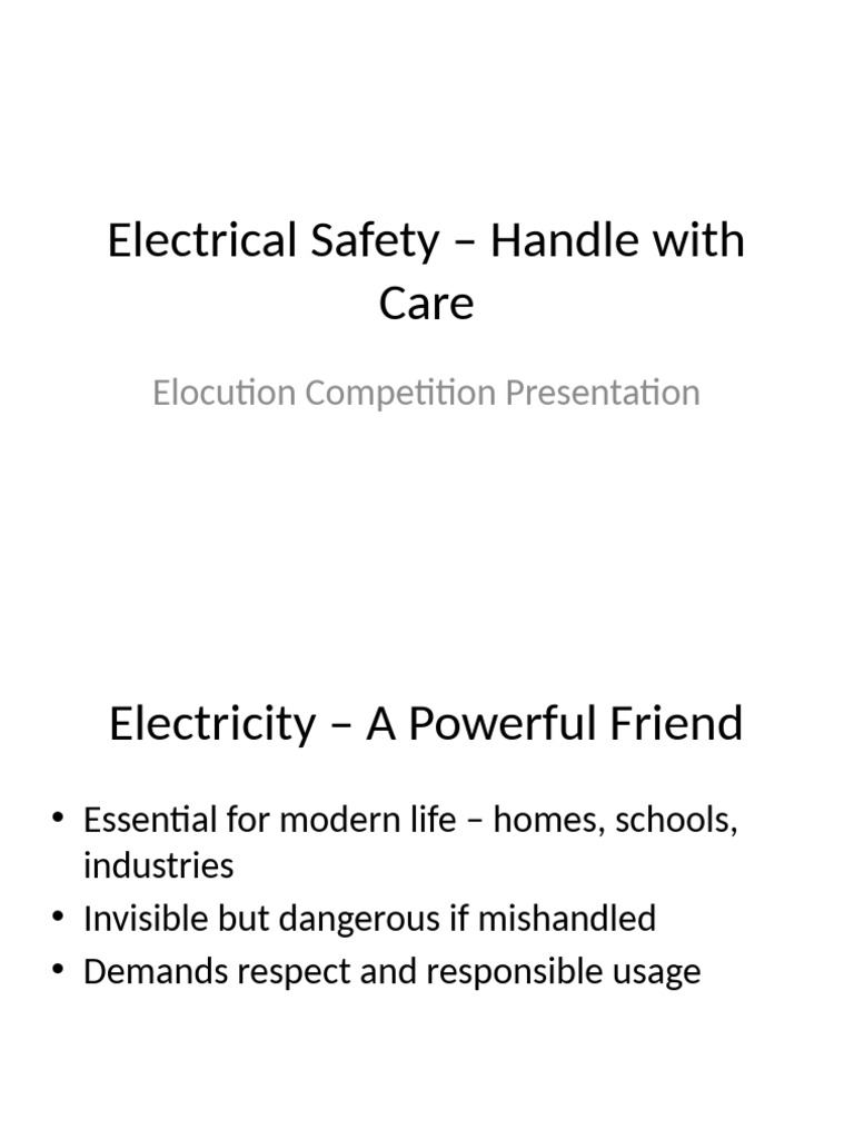 Electrical Safety Elocution Presentation | PDF