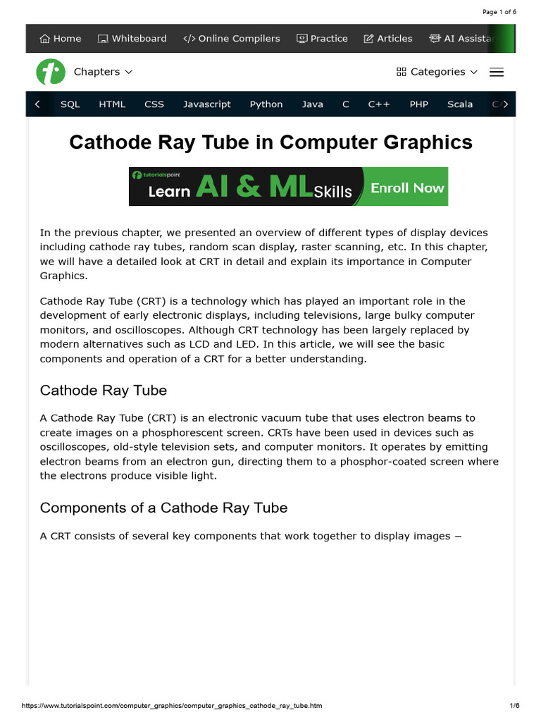 Cathode Ray Tube in Computer Graphics - 4 | PDF | Computer Monitor ...