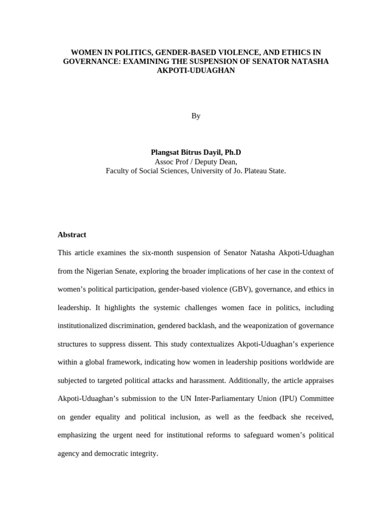 Gender Violence in Nigerian Politics | PDF | Violence Against Women ...
