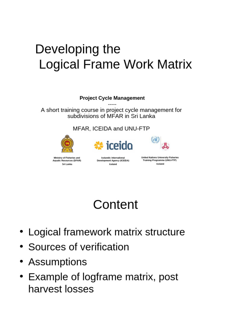Developing The Logical Frame Work Matrix | PDF | Business