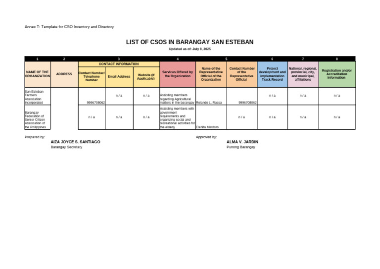 Cso Template San Esteban | PDF