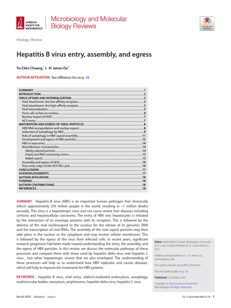 HBV进入细胞的分子机制 综述chuang Et Al 2024 Hepatitis b Virus Entry Assembly and ...
