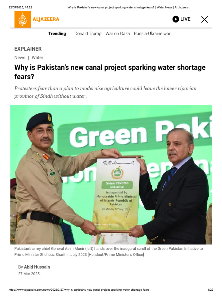 Why Is Pakistan's New Canal Project Sparking Water Shortage Fears ...