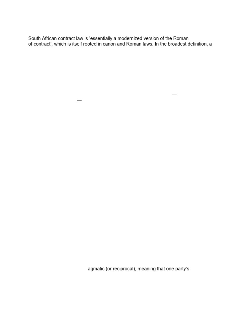 South African Contract Law Overview | PDF | Misrepresentation | Offer ...