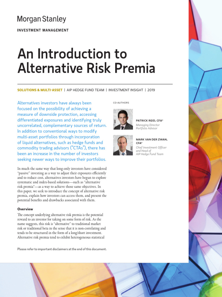 Introduction to Alternative Risk Premia | PDF | Financial Risk | Hedge Fund