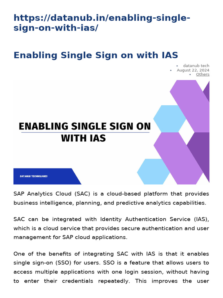 Enabling Single Sign On With IAS | PDF | Login | Security Engineering