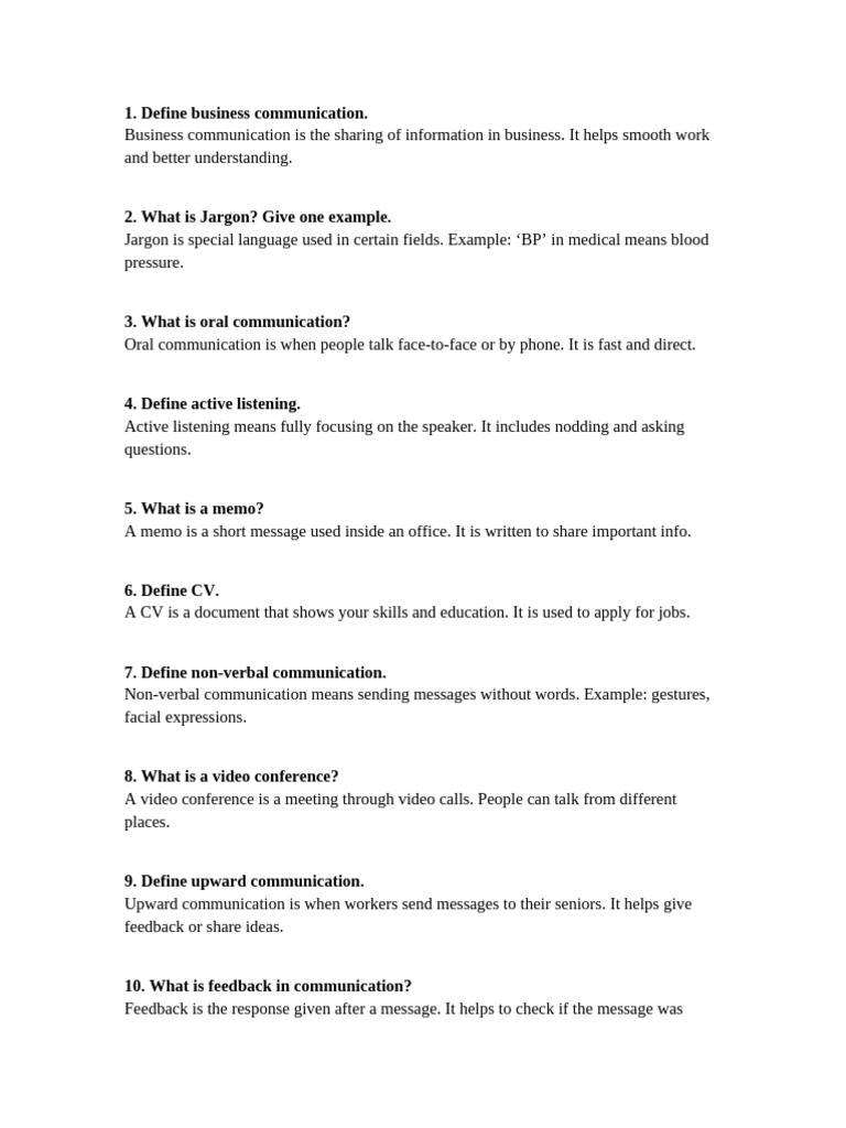 Business Communication All Answers | PDF | Communication | Human ...