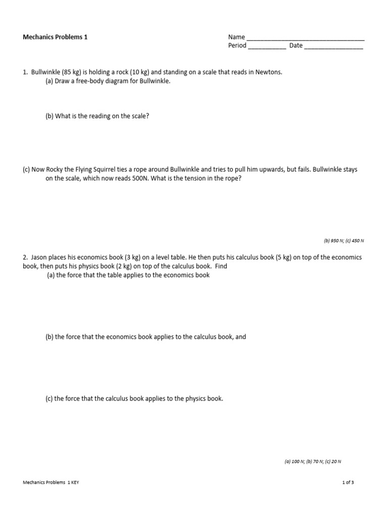 Mechanics Problems and Solutions Guide | PDF | Force | Mass