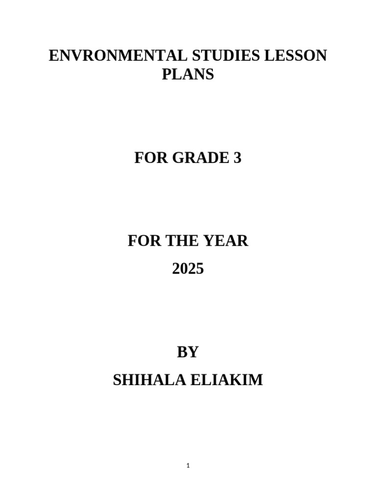 Grade 3 Environmental Studies Plans | PDF | Lesson Plan | Sustainability