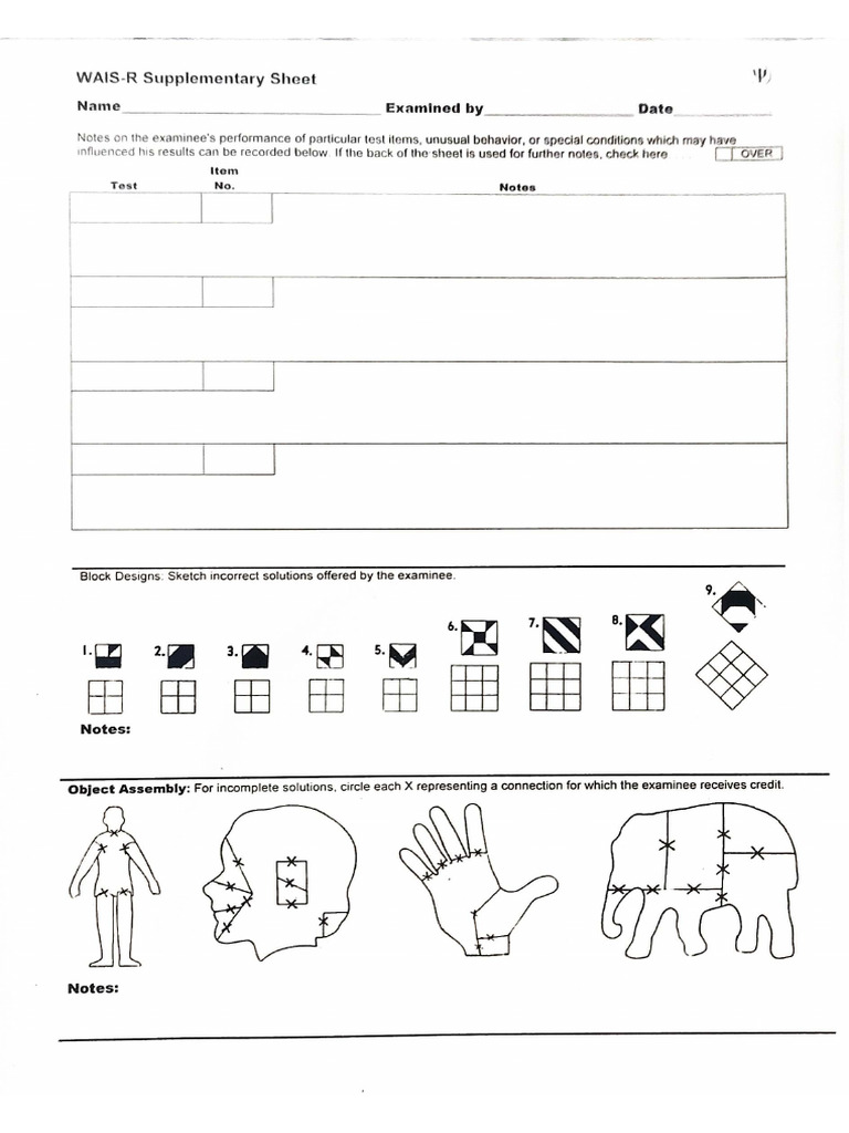 WAIS-R Scoring Sheet | PDF