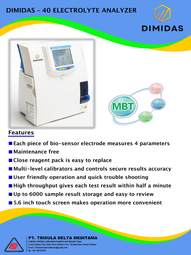 DIMIDAS-40 Electrolyte Analyzer Overview | PDF