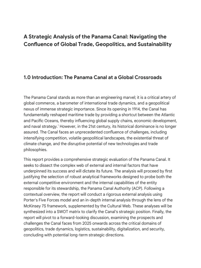 Panama Canal Strategic Analysis | PDF | Panama Canal | Panama