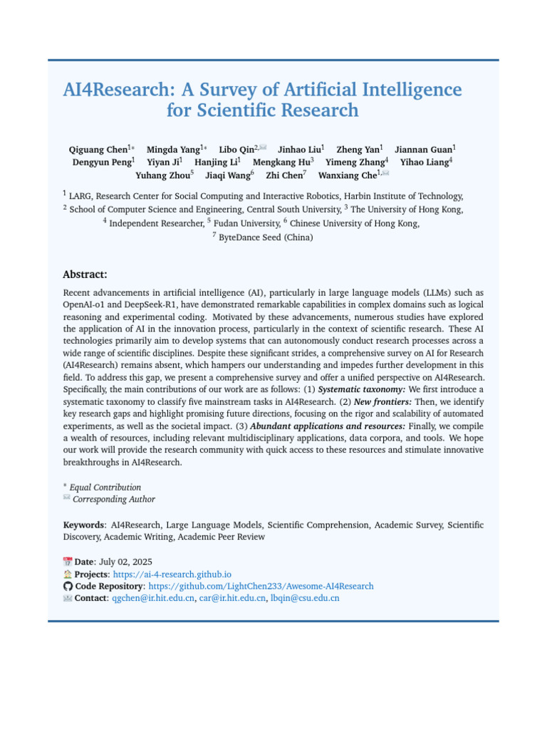 AI4Research: Survey on AI in Science | PDF | Artificial Intelligence ...