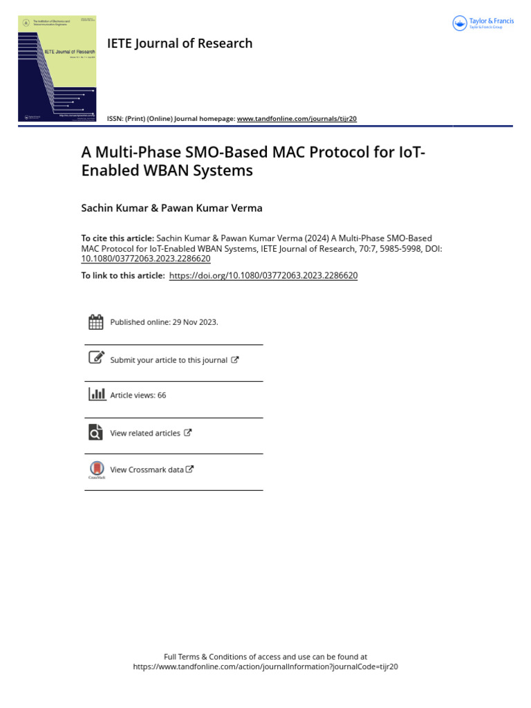 A Multi-Phase SMO-Based MAC Protocol For IoT-Enabled WBAN Systems | PDF ...