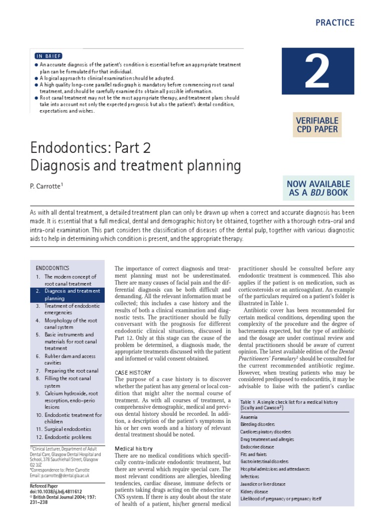 Endo Diagnosis and TP PDF Human Tooth Medical Diagnosis