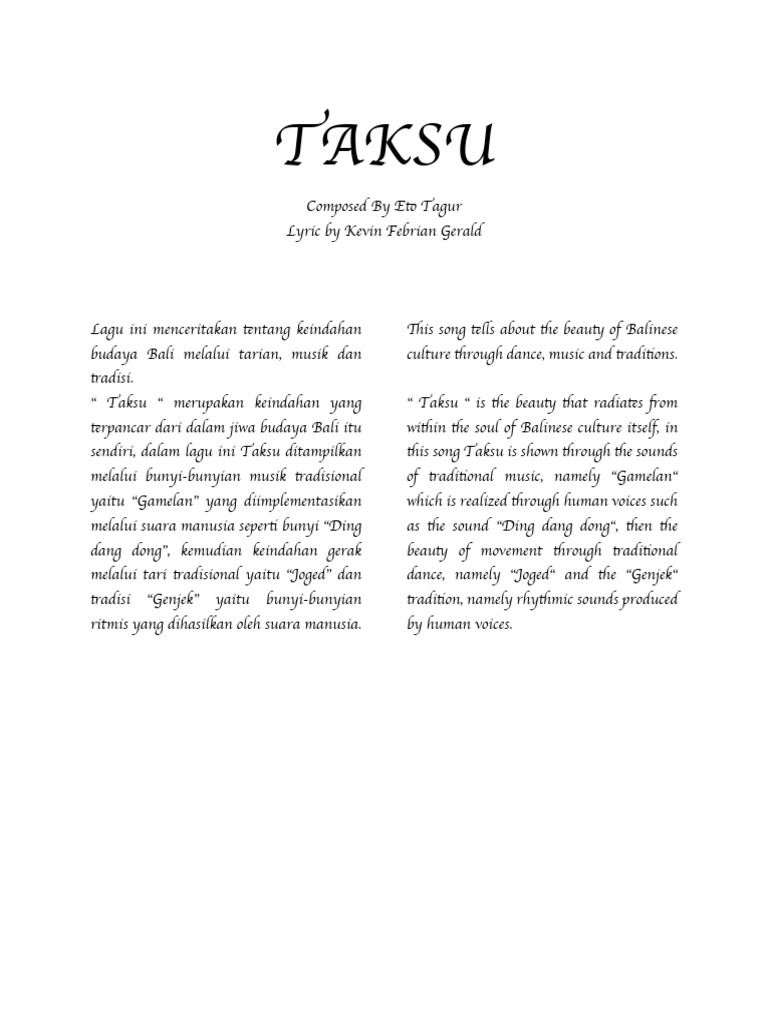Taksu Eto Tagur | PDF