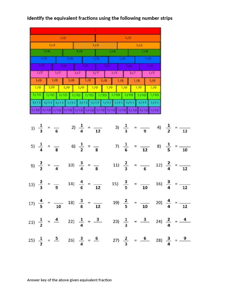 Exercise On Fractions For The Worksheet On Fractions | PDF