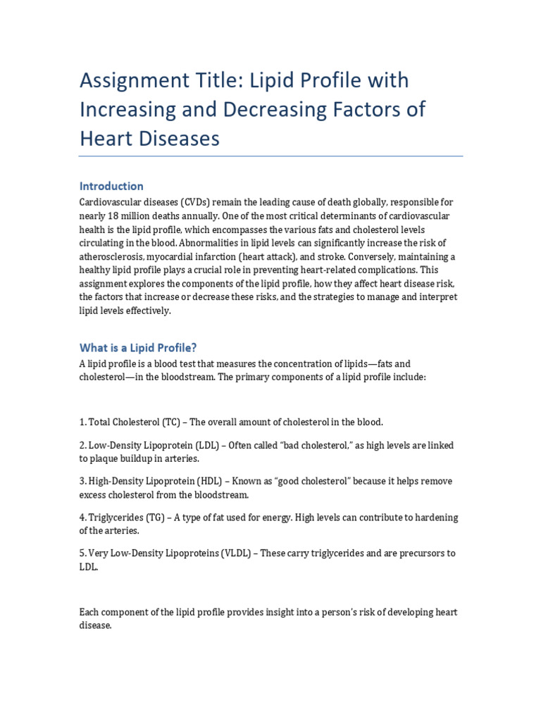 Lipid Profile and Heart Disease Risks | PDF | High Density Lipoprotein ...