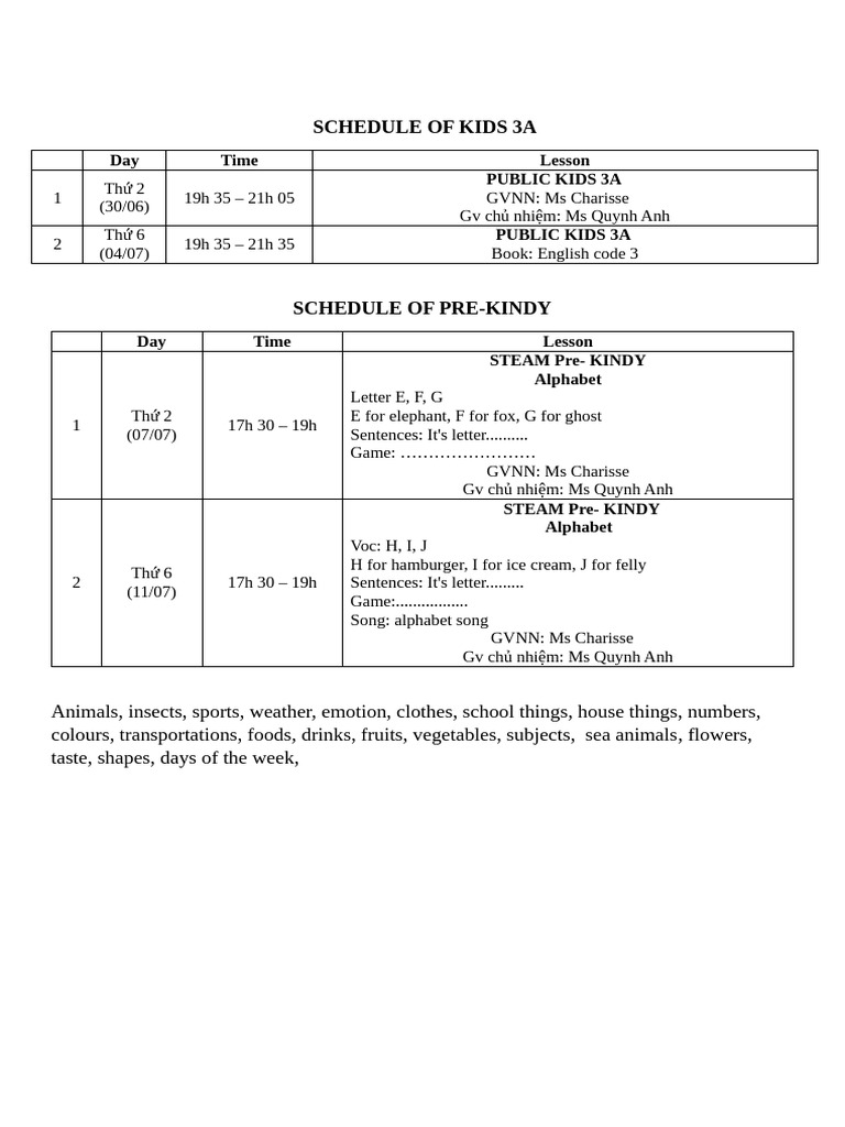 Schedule | PDF