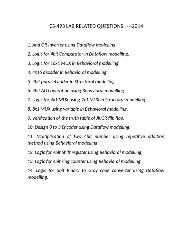 CS-493 Lab Questions Overview | PDF | Computer Engineering | Digital ...