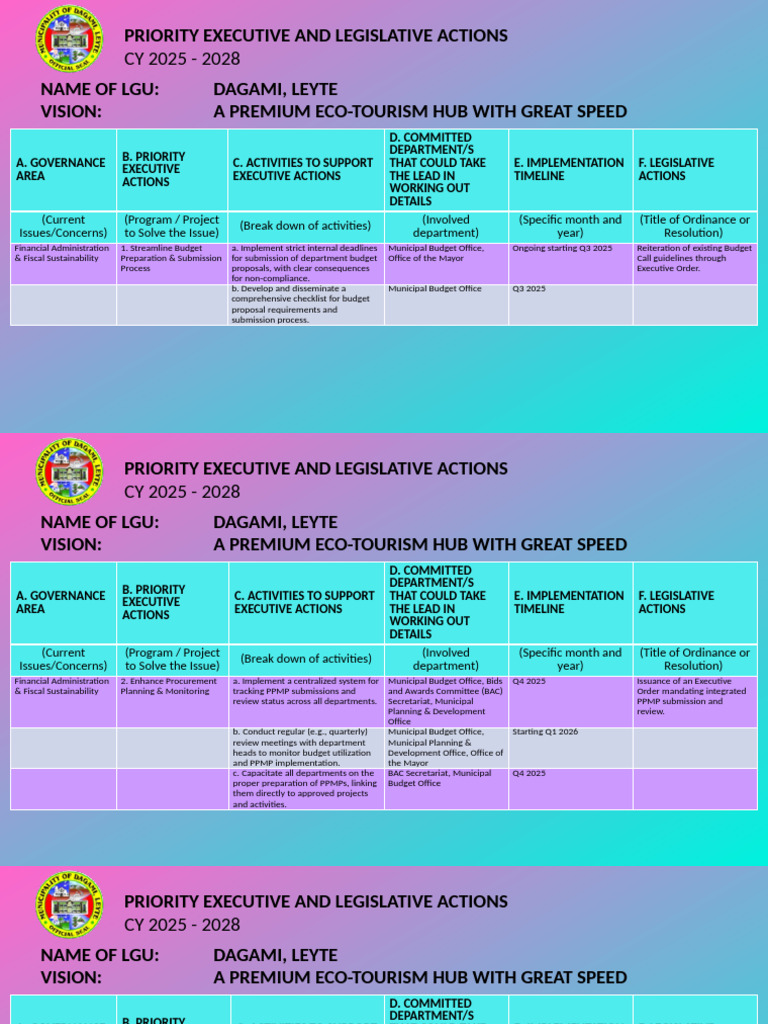Dagami Leyte Fiscal Action Plan 2025-2028 | PDF | Government