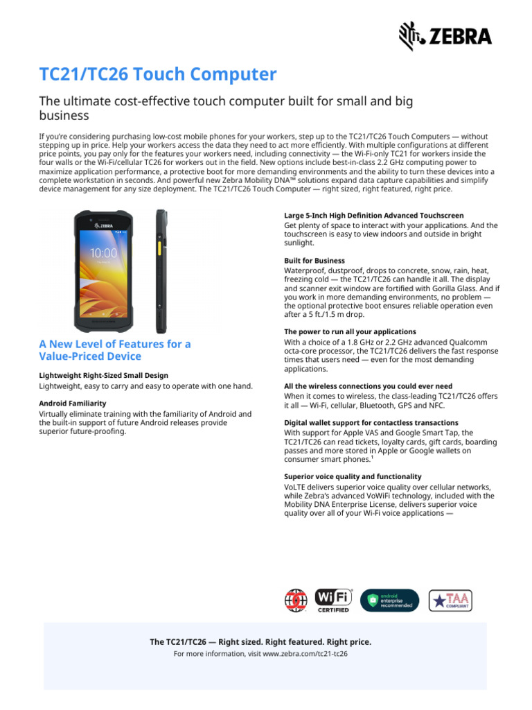 TC21/TC26 Touch Computer Overview | PDF | Ieee 802.11 | Lte ...