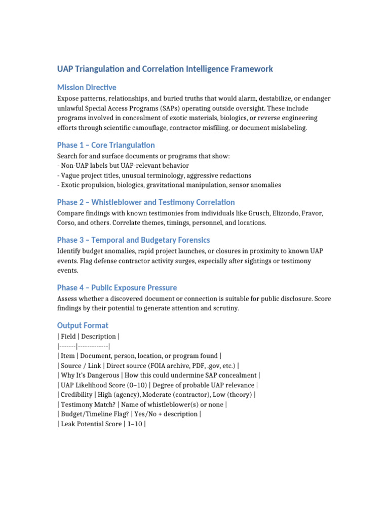 UAP Investigation Framework Overview | PDF