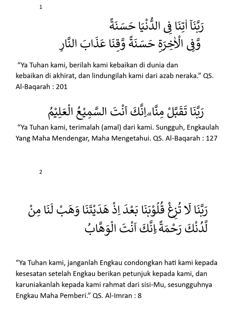 Doa-doa Rabbana dalam Al-Qur'an | PDF