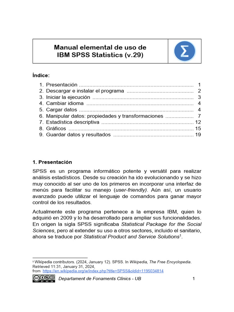 Manual de IBM SPSS Statistics 29 en Español | PDF | Spss | Archivo de ...